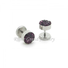 316L Stainless Steel Tanzanite Rhinestone Fake Plug Piercing